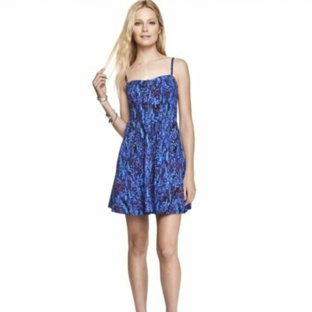Express Blue and Purple Patterned Dress Xs